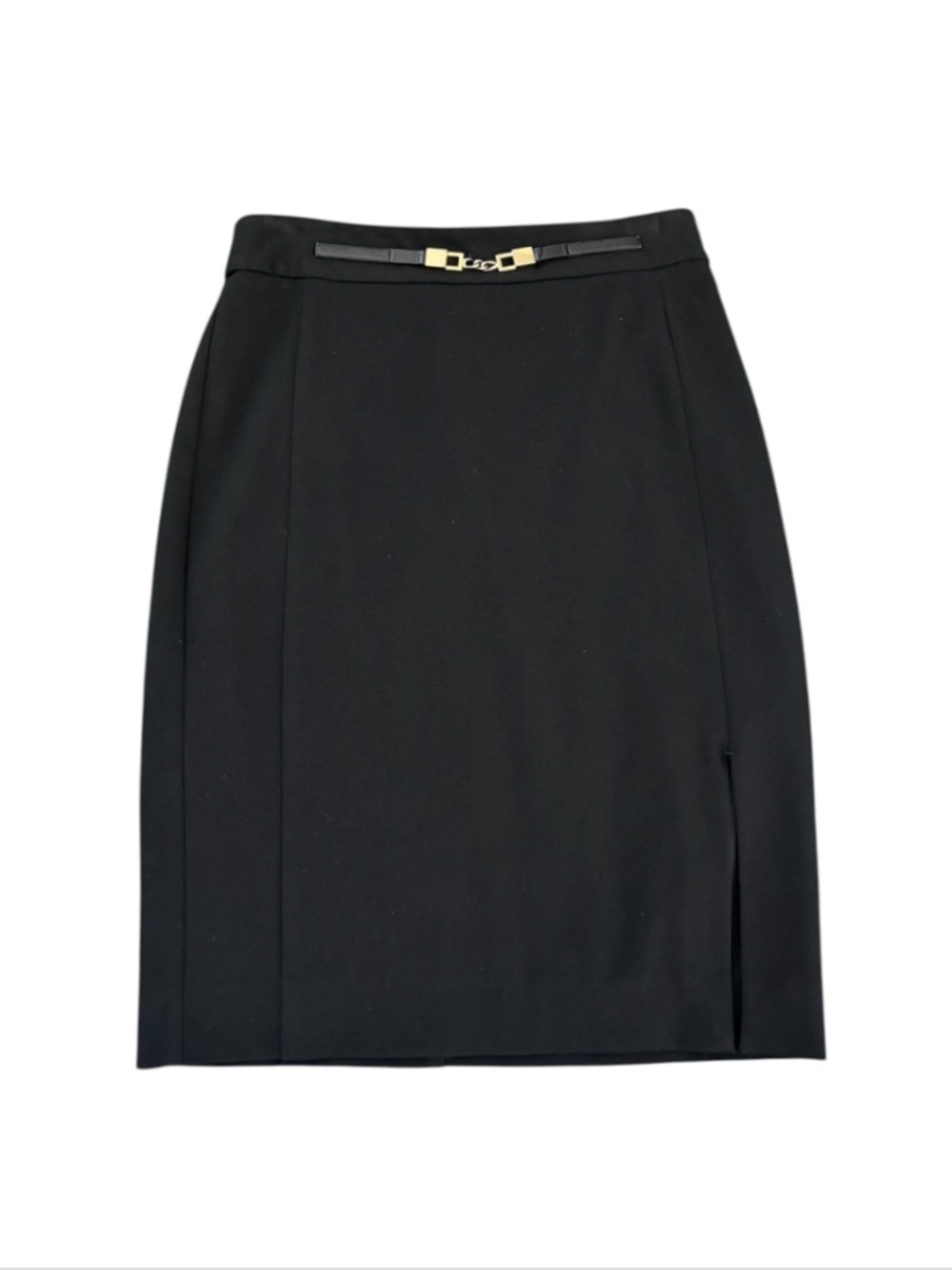 Express Pencil Skirt with Waist Buckle Detail - Black Size 00